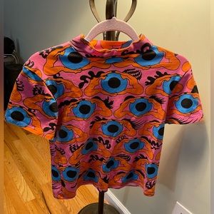 Psychedelic eye mock neck tee